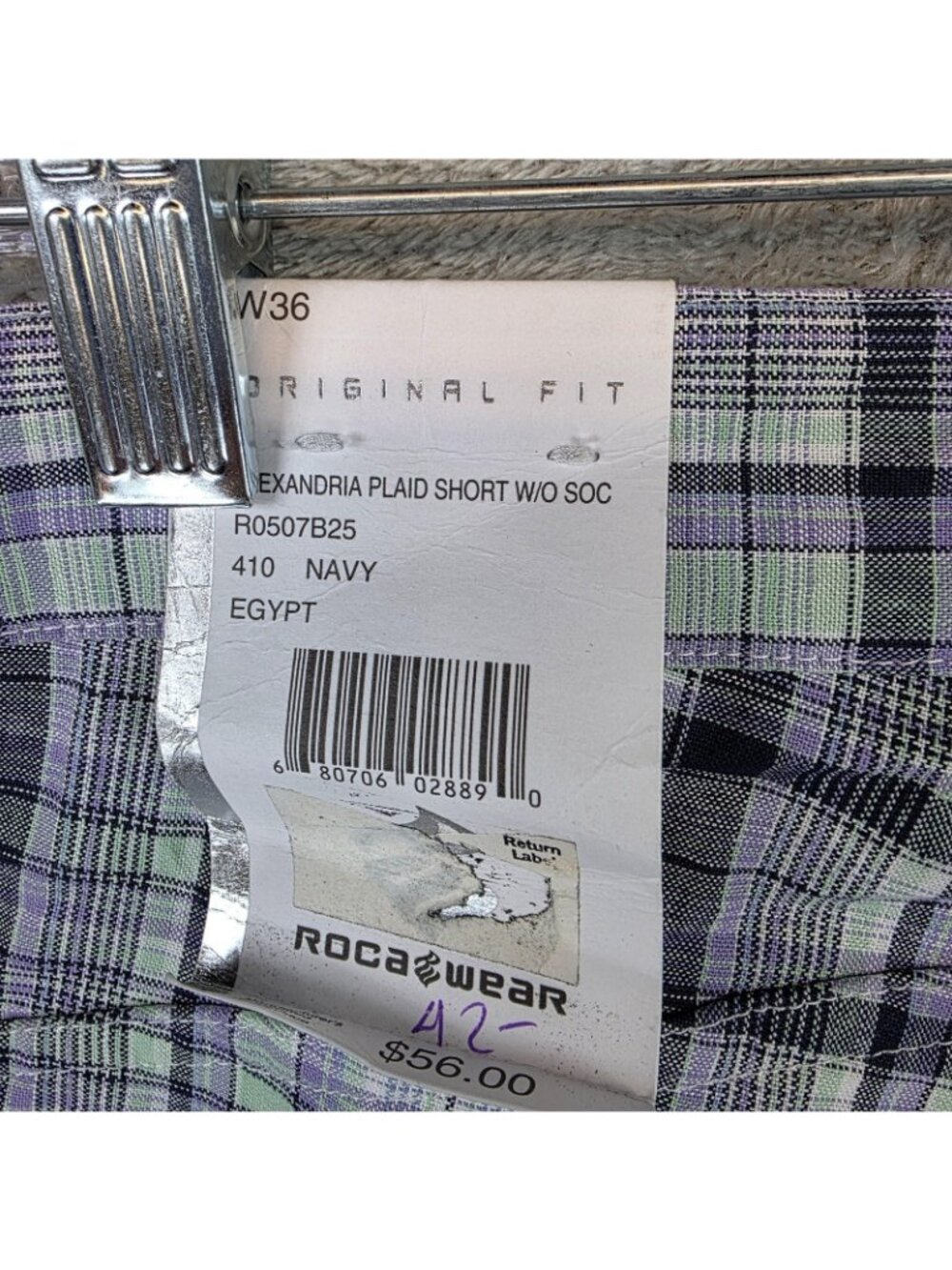 Rocawear Cargo Shorts Mens 36 Blue Plaid Cotton Original Fit 15 Inseam Hip Hop - Picture 5 of 13
